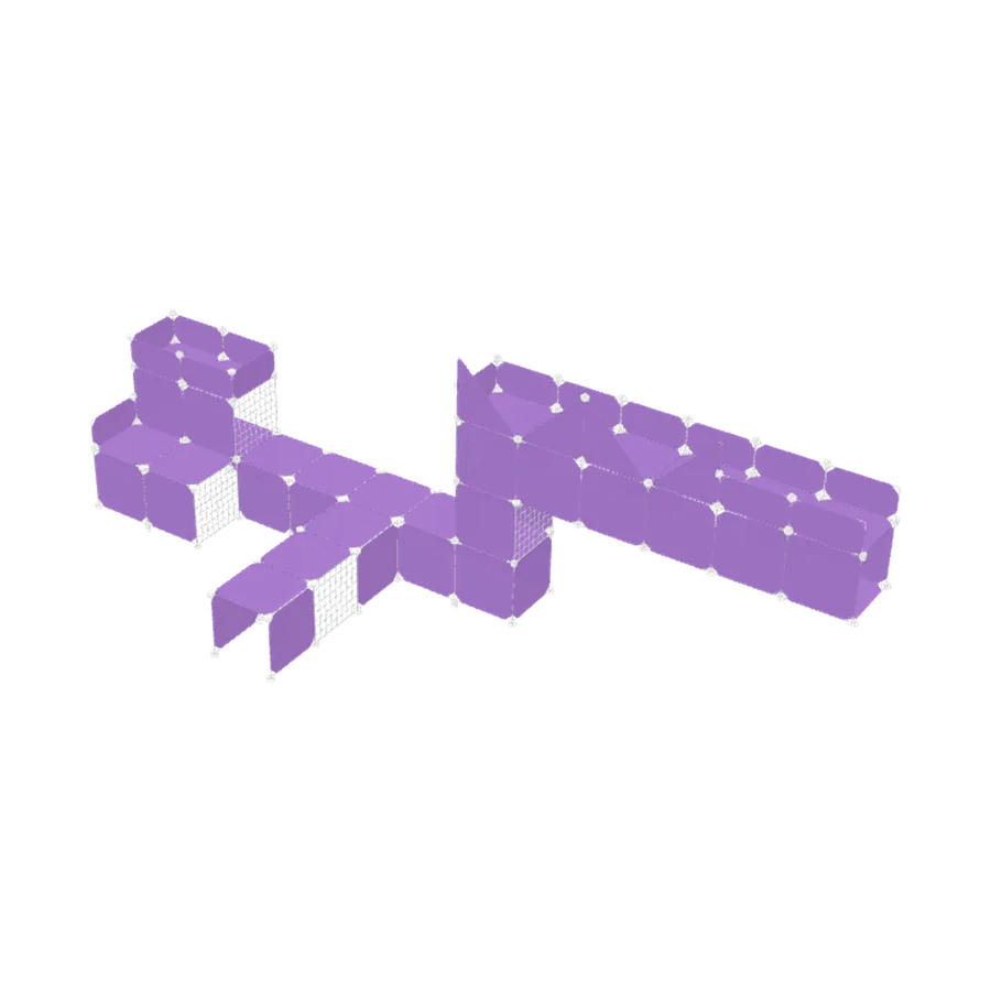 A cat playground: a roofed den, a three-high tower and tunnels joining them