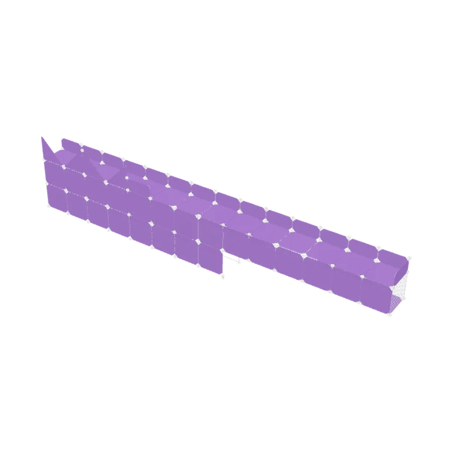 Double-decker: Two tunnels stacked, joined by a climb-up cube at each end.